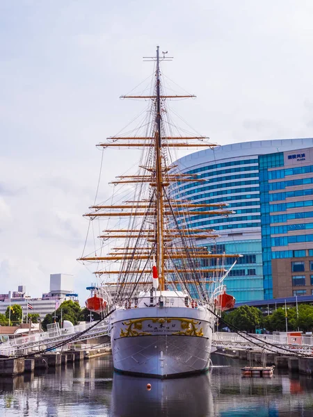 Yokohama Japan Iulie 2018 Frumoasa Nippon Maru Barcă Vele Cer — Fotografie, imagine de stoc