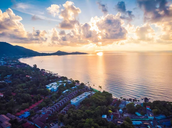 Krásný Letecký Pohled Pláž Moře Nebo Oceán Koh Samui Thajsko — Stock fotografie