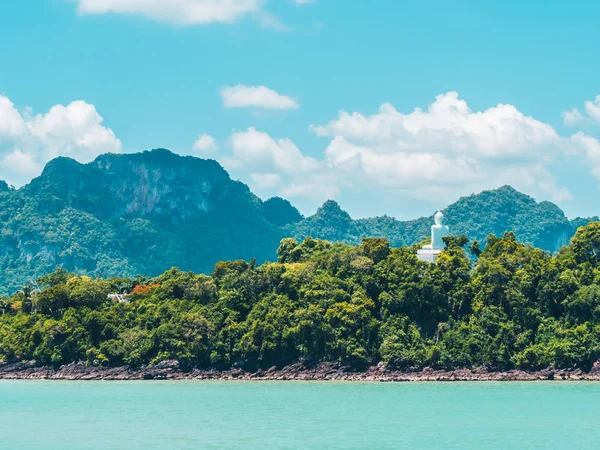 Hermoso Océano Marino Tropical Con Nube Blanca Fondo Del Cielo —  Fotos de Stock