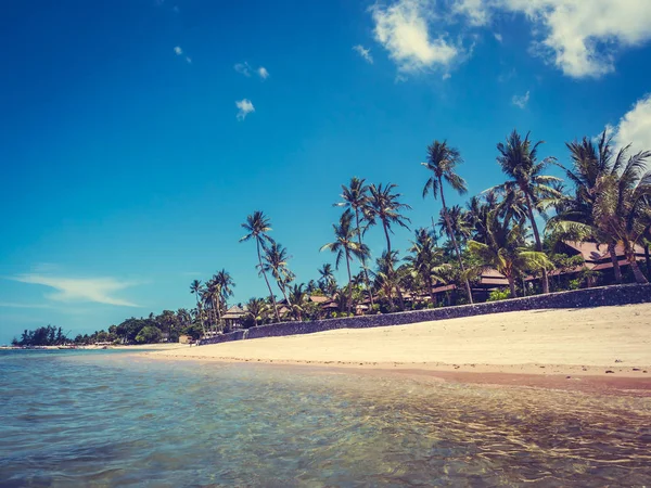 Hermosa Playa Tropical Mar Con Palmera Coco Para Viajes Vacaciones — Foto de Stock