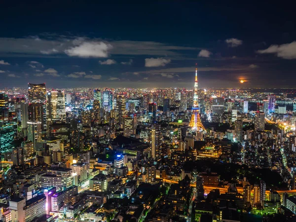 Bella Città Con Architettura Costruzione Tokyo Paesaggio Urbano Giappone Notte — Foto Stock