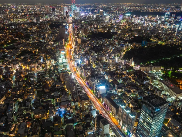 Piękne Miasto Architekturą Budynku Tokio Miasto Japonia Nocy — Zdjęcie stockowe