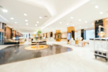 Özet olarak, arka plan için soyut bulanık ve odaksız otel ve lobi iç mekanı