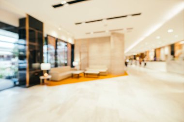 Özet olarak, arka plan için soyut bulanık ve odaksız otel ve lobi iç mekanı