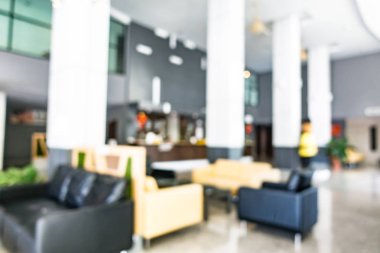 Özet olarak, arka plan için soyut bulanık ve odaksız otel ve lobi iç mekanı