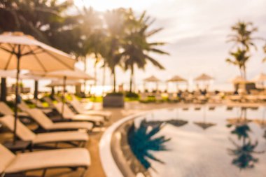 Soyut bulanıklık ve ufuk güzel açık yüzme havuzunda otel ve tatil seyahat ve tatil için