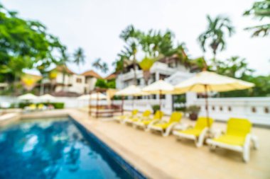 Seyahat ve tatil için güzel otel resort ve yüzme havuzu arka plan bulanıklık