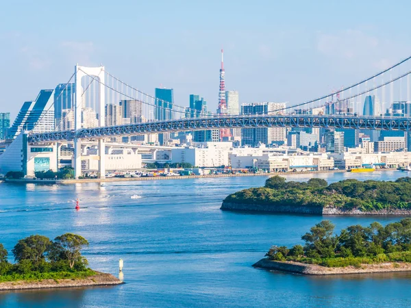 Vackra Stadsbilden Med Arkitekturen Byggnad Och Rainbow Bridge Tokyo City — Stockfoto