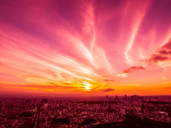 Вид Высоты Птичьего Полета Архитектуру Здания Вокруг Города Токио Закате — стоковое фото