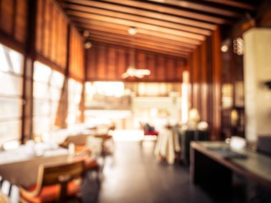 Soyut bulanıklık ve ufuk açık büfe restoran ve kafe Cafe iç arka planı için