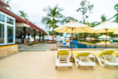 Seyahat ve tatil için güzel otel resort ve yüzme havuzu arka plan bulanıklık