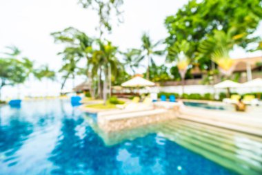 Seyahat ve tatil için güzel otel resort ve yüzme havuzu arka plan bulanıklık