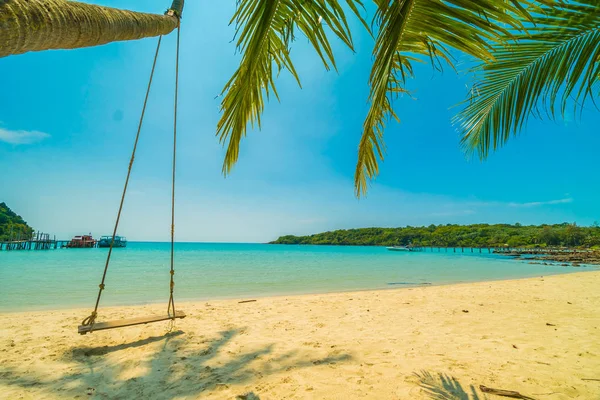 Belle Plage Tropicale Mer Avec Cocotier Dans Île Paradisiaque Pour — Photo