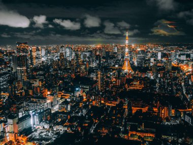 Tokyo şehrinde geceleri mimarisi ve binası olan güzel bir şehir.