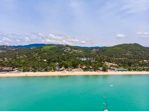 Flygfoto Över Vacker Tropisk Strand Och Havet Med Träd För — Stockfoto