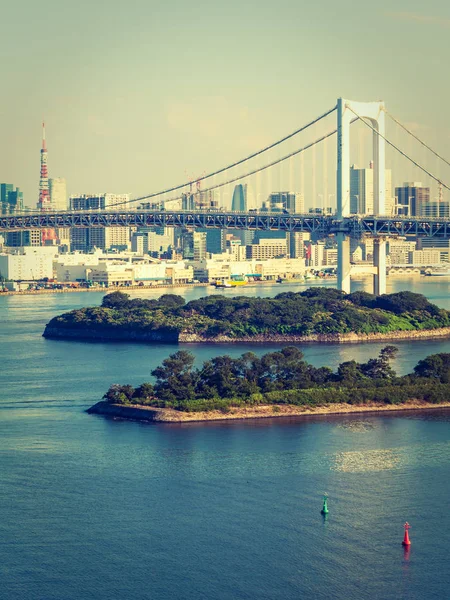 Vackra Stadsbilden Med Arkitekturen Byggnad Och Rainbow Bridge Tokyo City — Stockfoto