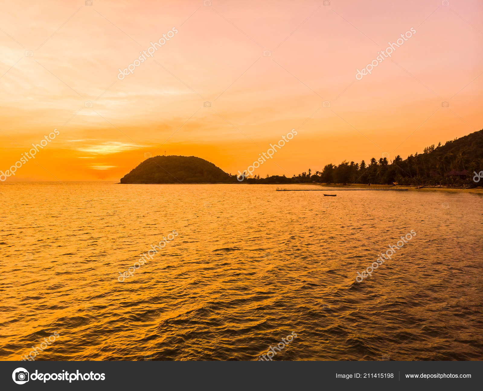 Vue Aérienne Belle Plage Tropicale Mer île Moment Coucher