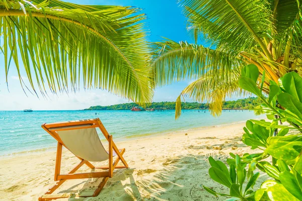 Belle Plage Tropicale Mer Avec Cocotier Dans Île Paradisiaque Pour — Photo