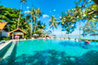 Seyahat ve tatil için güzel otel resort ve yüzme havuzu arka plan bulanıklık