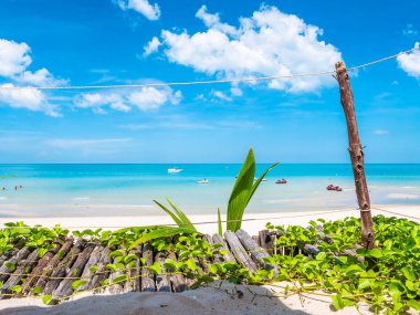 Güzel tropikal plaj deniz ve okyanus seyahat etmek ve kopya alanı ile tatil için