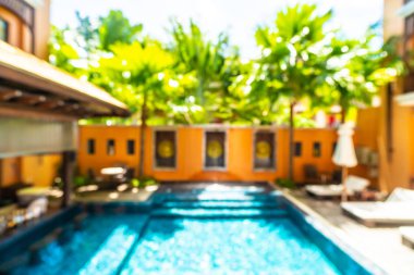 Seyahat ve tatil için güzel otel resort ve yüzme havuzu arka plan bulanıklık