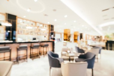 Özet olarak, arka plan için soyut bulanık ve odaksız otel ve lobi iç mekanı