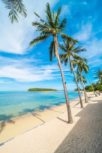 Güzel Tropikal Plaj Deniz Kum Mavi Gökyüzü Beyaz Bulut Seyahat — Stok fotoğraf