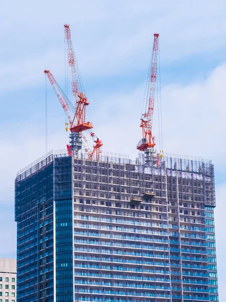 Gru Edificio Costruzione Esterno Con Sfondo Cielo — Foto Stock