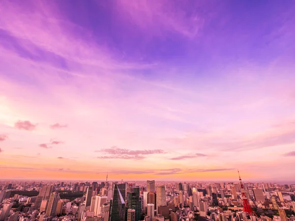 Vista Aérea Bonita Arquitetura Edifício Torre Tokyo Torno Cidade Hora — Fotografia de Stock