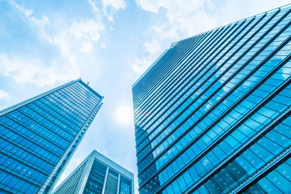 Hermoso Edificio Oficinas Negocios Arquitectura Con Patrón Vidrio Ventana Ciudad — Foto de Stock