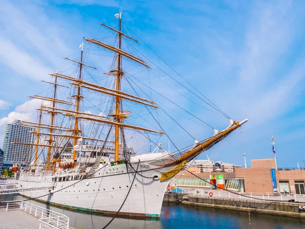 Yokohama Japan July 2018 Beautiful Nippon Maru Sailing Boat Blue — Stock Photo, Image