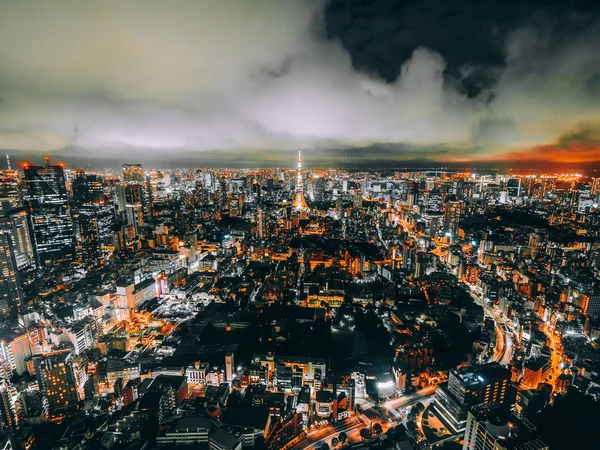 Tokyo Şehrinde Geceleri Mimarisi Binası Olan Güzel Bir Şehir — Stok fotoğraf