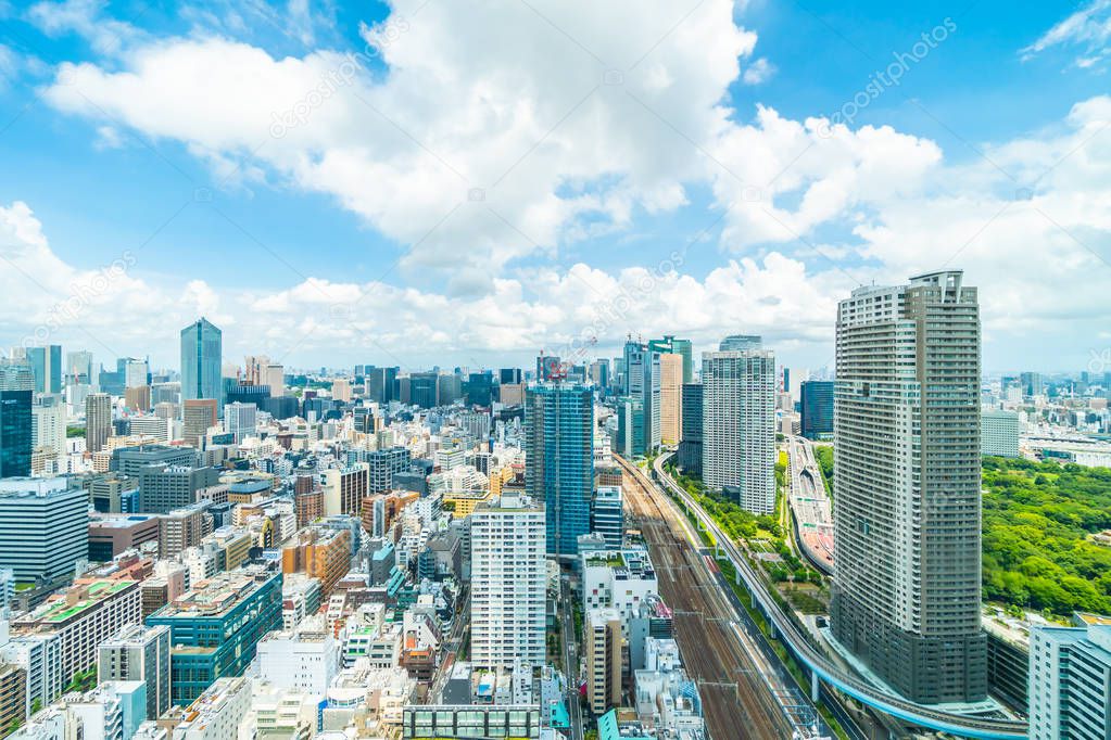 Beautiful architecture building in tokyo city skyline Japan