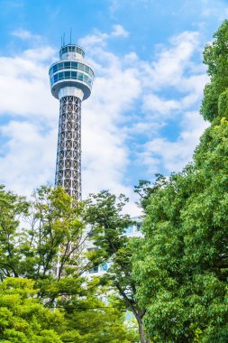 Güzel dış yokohama şehir Japonya'da deniz kule mimarisi bina