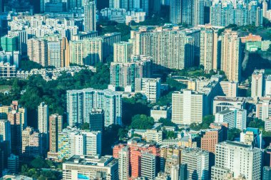 Hong kong konut insanlar şehirde deseni ile bina güzel mimari