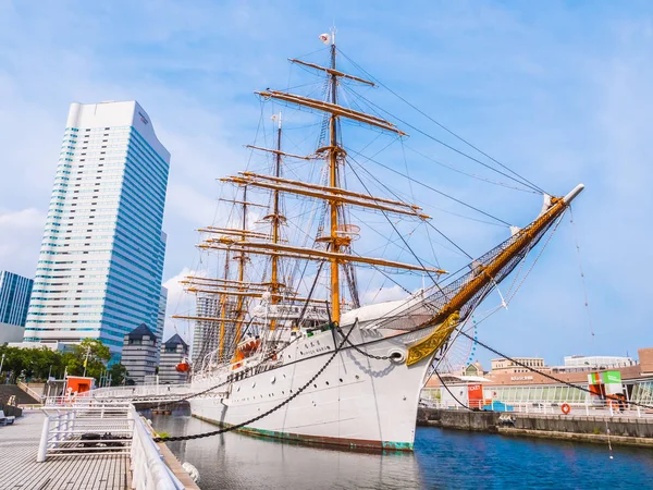 Yokohama Japan Iulie 2018 Frumoasa Nippon Maru Barcă Vele Cer — Fotografie, imagine de stoc