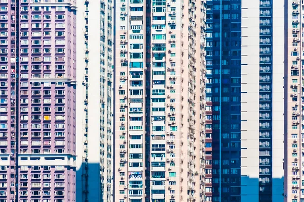 Hermoso Edificio Arquitectura Con Patrón Hong Kong Personas Residenciales Ciudad — Foto de Stock