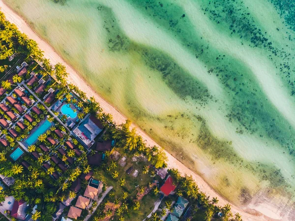 Luchtfoto Van Het Tropische Strand Zee Met Bomen Eiland Voor — Stockfoto