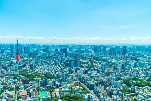 Bela Arquitetura Construção Cidade Tokyo Com Torre Tokyo Céu Azul — Fotografia de Stock