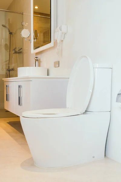 Branco Vaso Sanitário Assento Decoração Interior — Fotografia de Stock