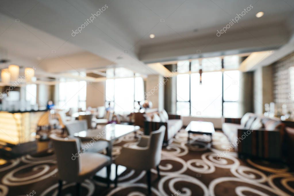 Abstract blur and defocused hotel lobby lounge interior for background