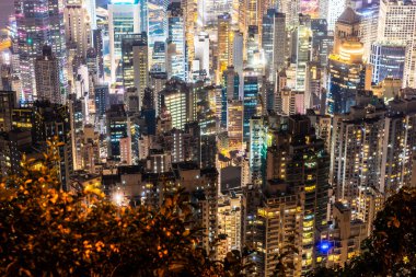 Alacakaranlık ve gece hong kong şehir manzarası dış cityscape bina güzel mimari