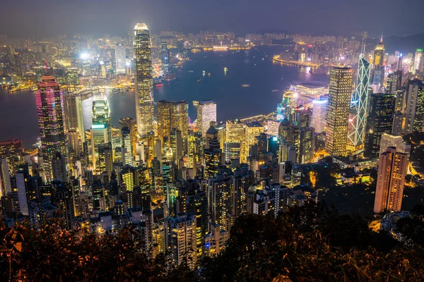 Beautiful Architecture Building Exterior Cityscape Hong Kong City Skyline Twilight — Stock Photo, Image