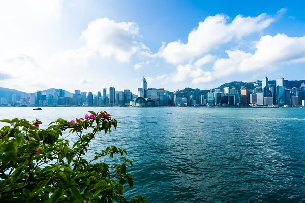 Красивая Архитектура Здания Внешний Городской Пейзаж Гонконга Горизонта Города Голубым — стоковое фото