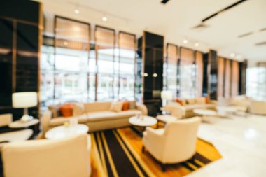 Özet olarak, arka plan için soyut bulanık ve odaksız otel ve lobi iç mekanı
