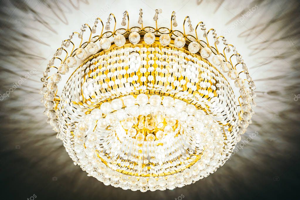 Beautiful luxury crystal chandelier decoration interior of room