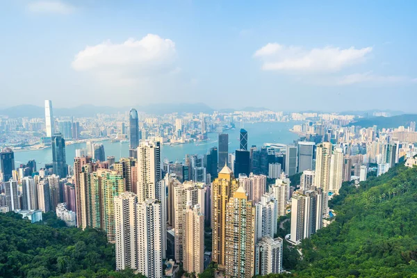 Beautiful Architecture Building Exterior Cityscape Hong Kong City Skyline Blue — Stock Photo, Image