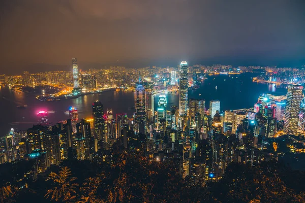 Beautiful Architecture Building Exterior Cityscape Hong Kong City Skyline Twilight — Stock Photo, Image