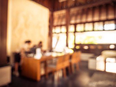 Soyut bulanıklık ve ufuk açık büfe restoran ve kafe Cafe iç arka planı için