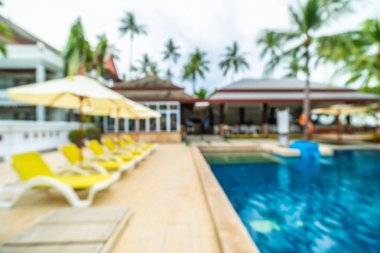 Seyahat ve tatil için güzel otel resort ve yüzme havuzu arka plan bulanıklık